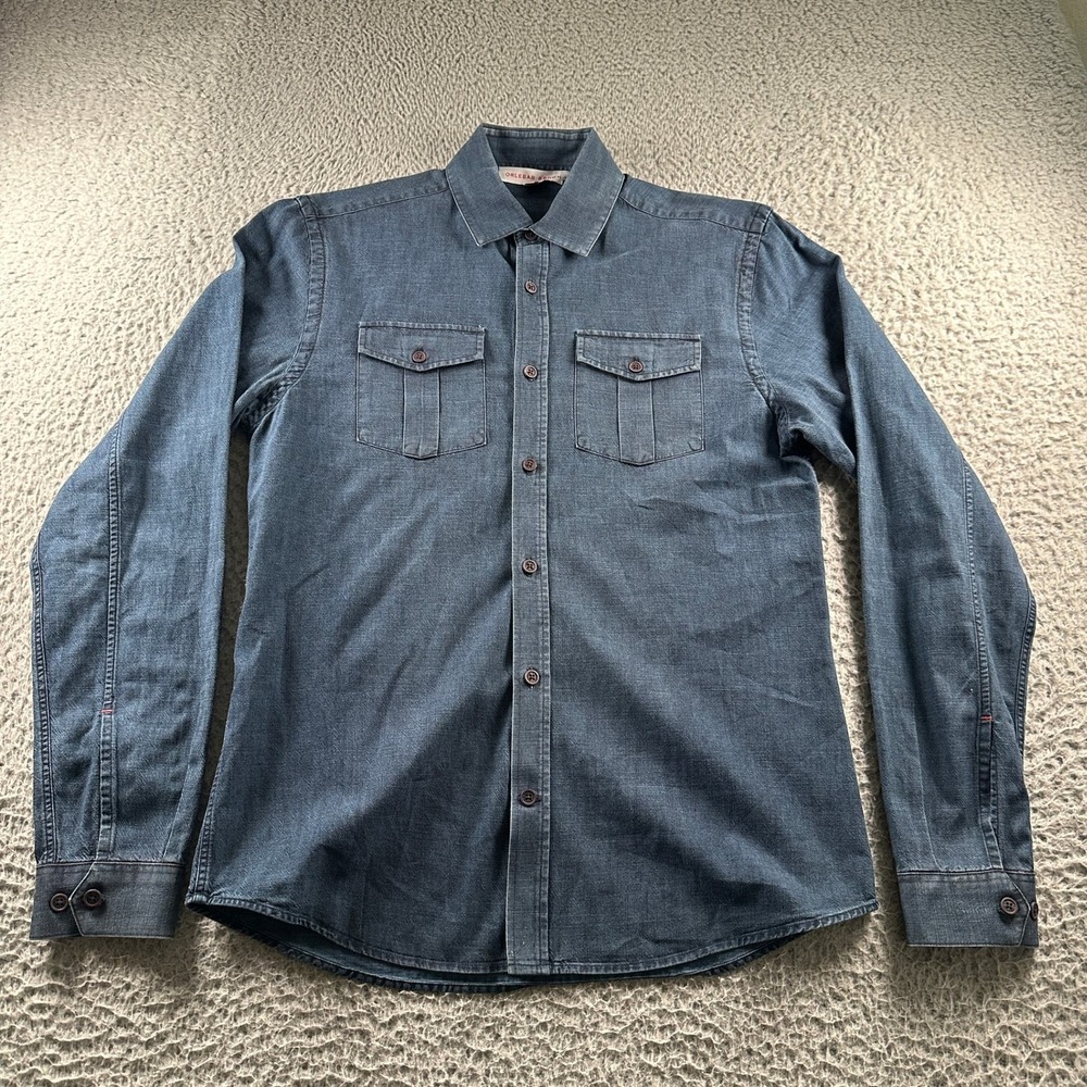Orlebar Brown Shirt Mens S Chambray Long Sleeve Button Up Blue Casual